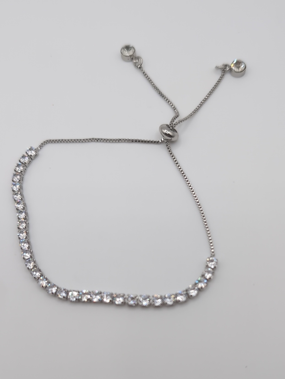 Elegant Sparkly Silver Tennis Bracelet w/ Swarovski Crystals - Adjustable NEW!